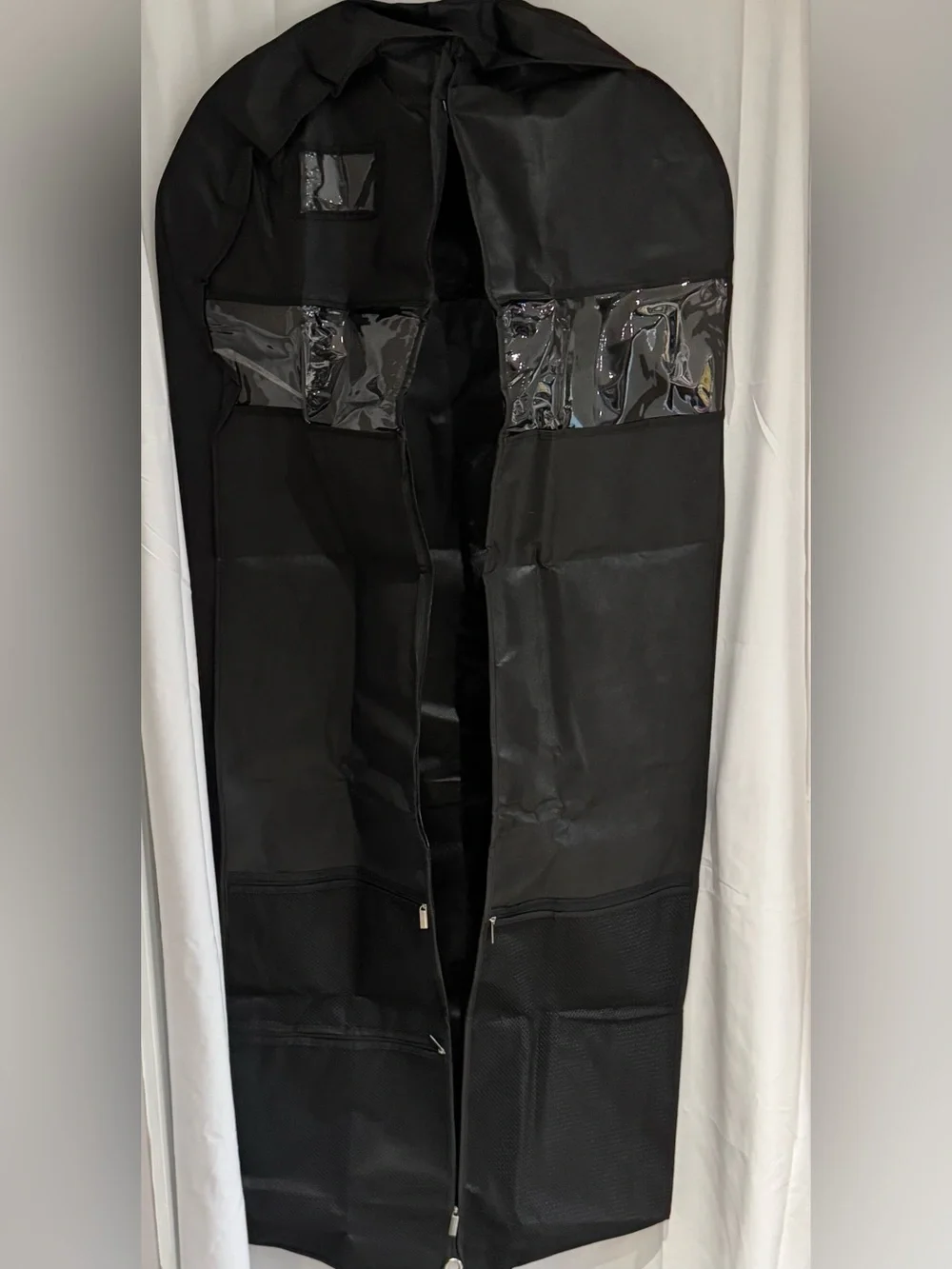 Two Black Hanging Garment Bags With Mesh Pockets. - Picture 3 of 14